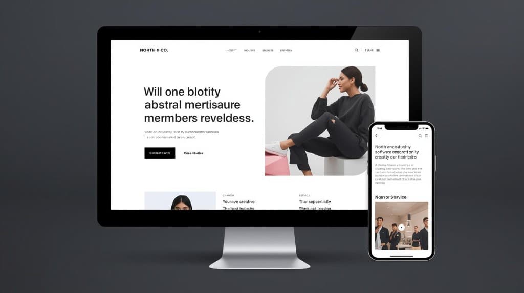 North & Co. — creative studio website mockup with desktop and mobile responsive layouts
